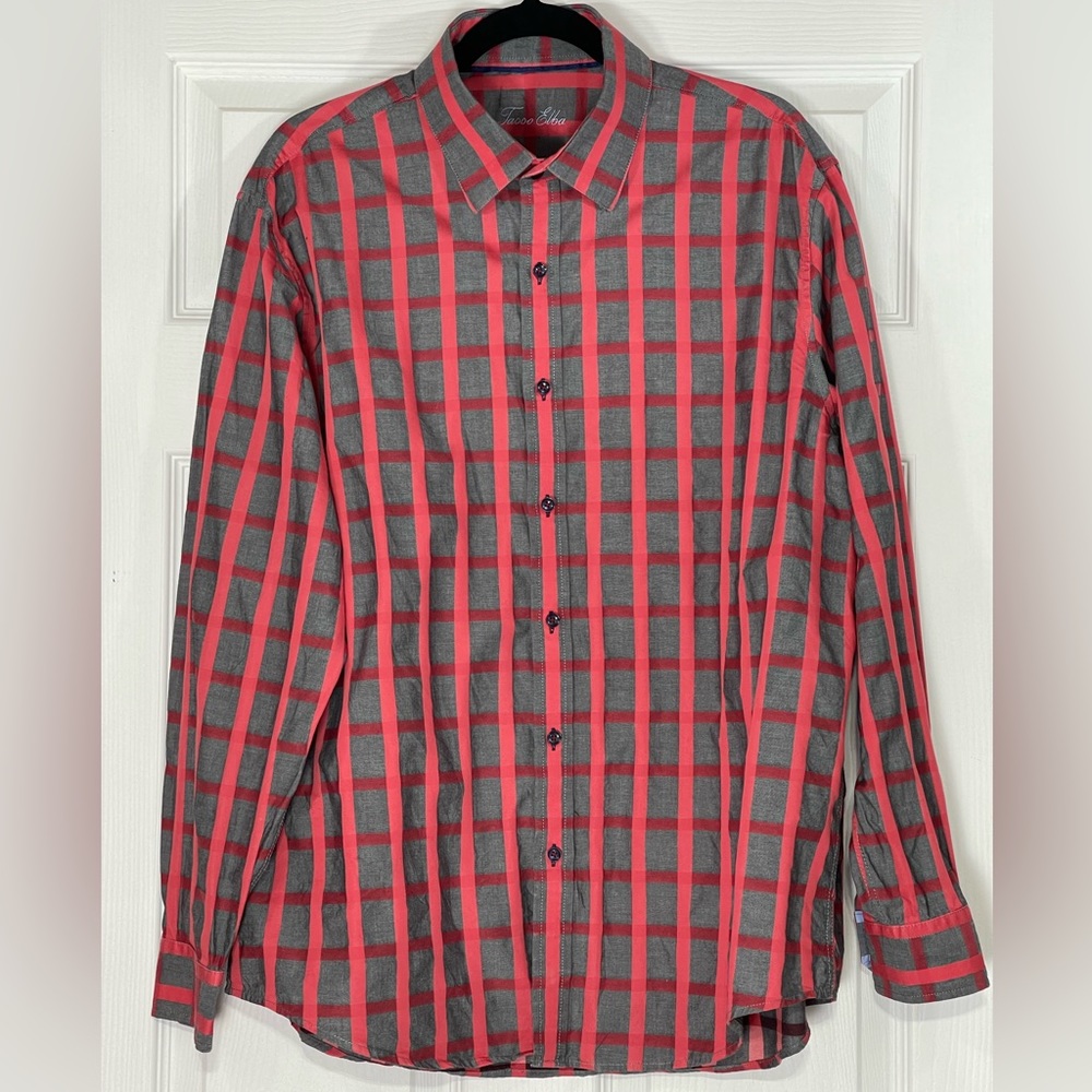 Tasso Elba ✨ Red & Grey Check ✨ XL ✨ 17 - 17 1/2